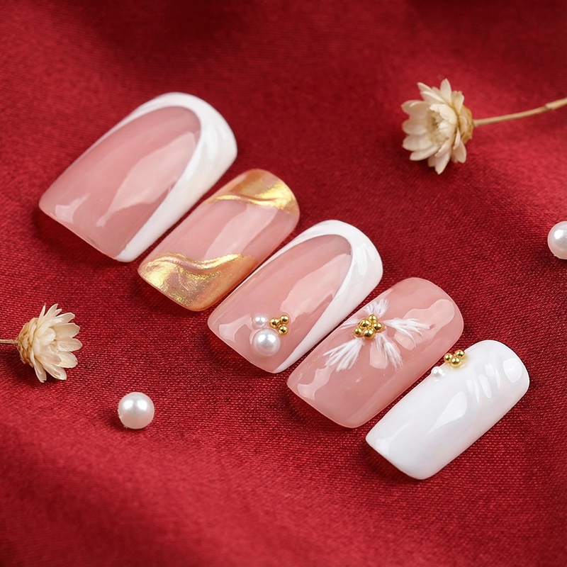 Noble Floral Pink Nails