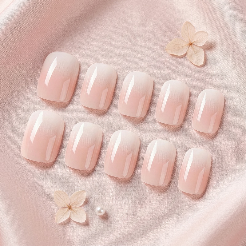 Gradient Pink White Nails
