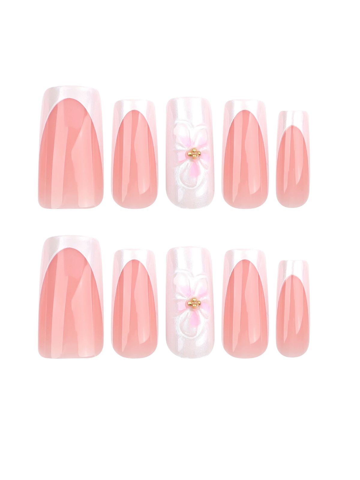 Frosted Flora Pink Nails