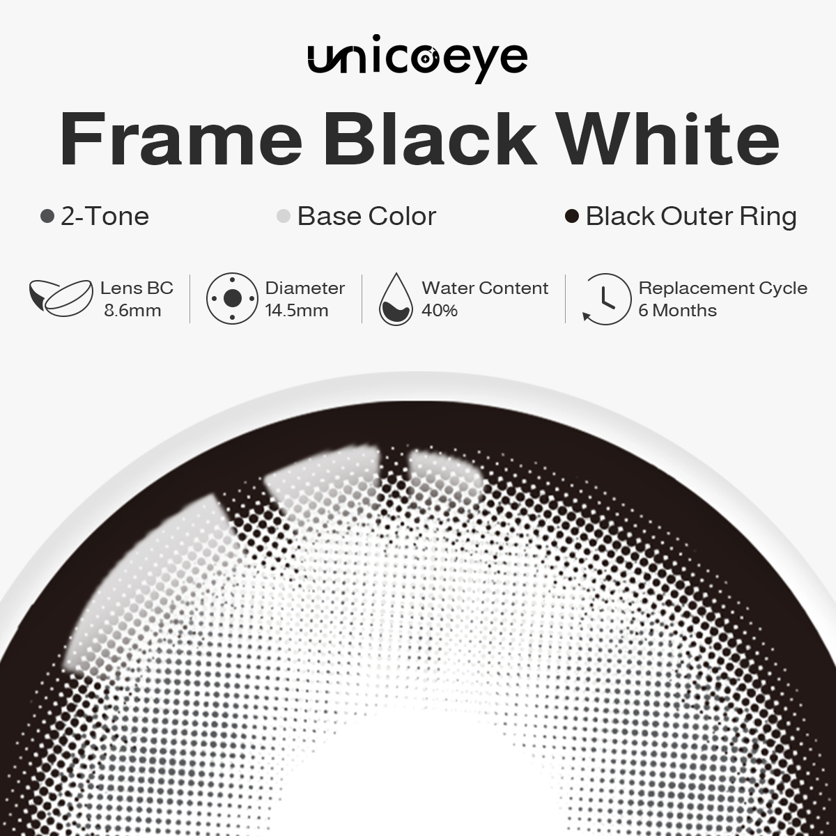 Frame Black White Prescription 6 Months Contact Lenses | 2 Pcs