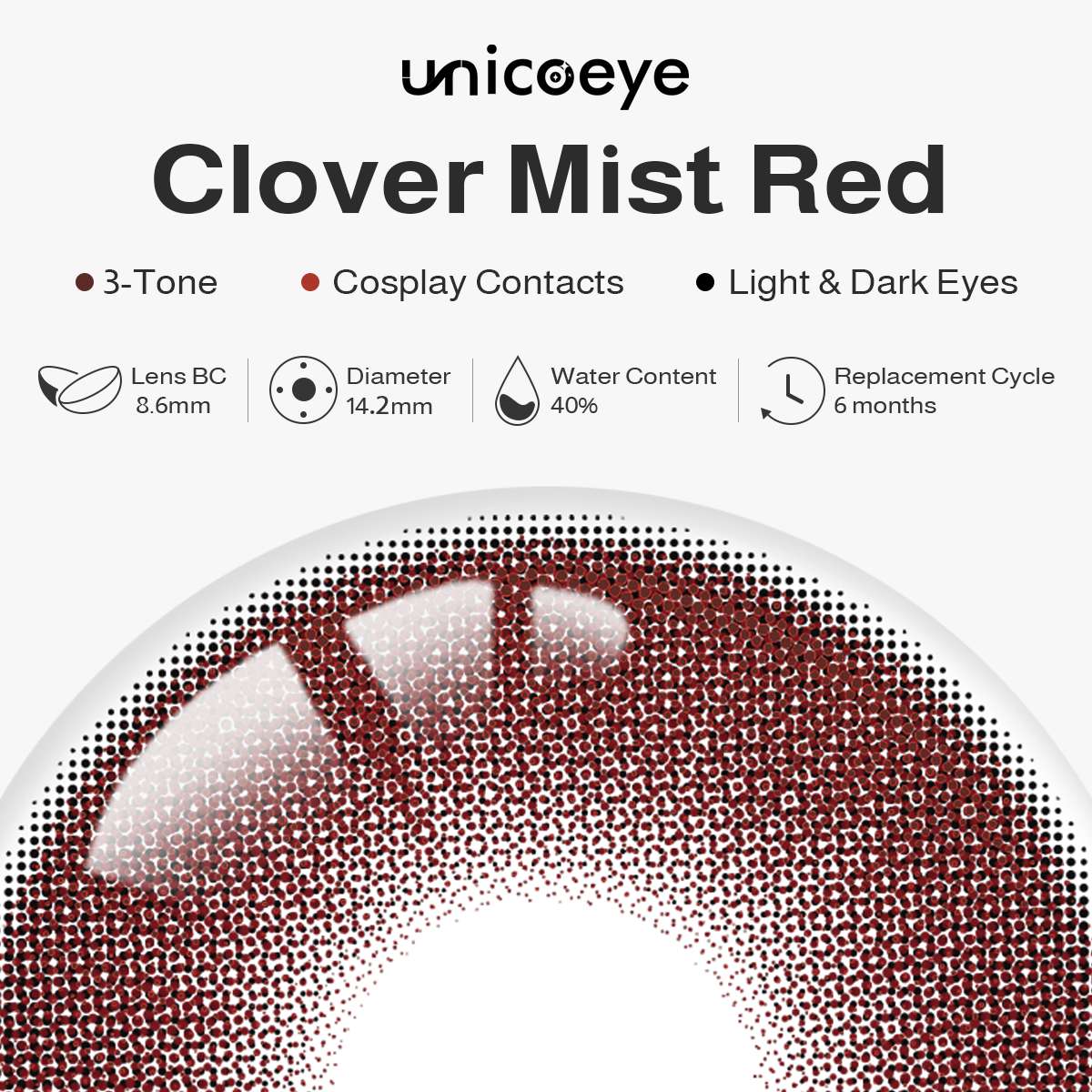 Clover Mist Red 6 Months Contact Lenses | 2 Pcs