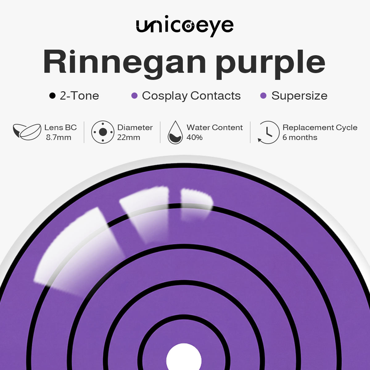 Rinnegan Purple Sclera 17mm Costume 6 Month Contact Lenses | 2 Pcs
