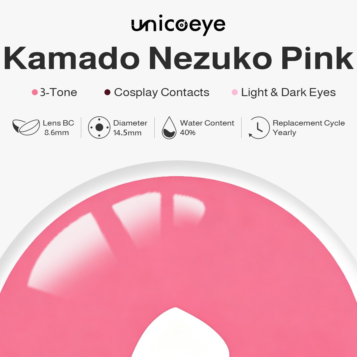 Kamado Nezuko Pink Costume Yearly Contact Lenses | 2 Pcs