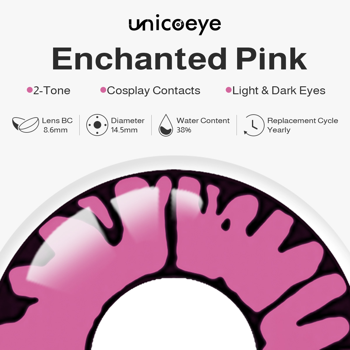 Enchanted Pink Costume Yearly Contact Lenses