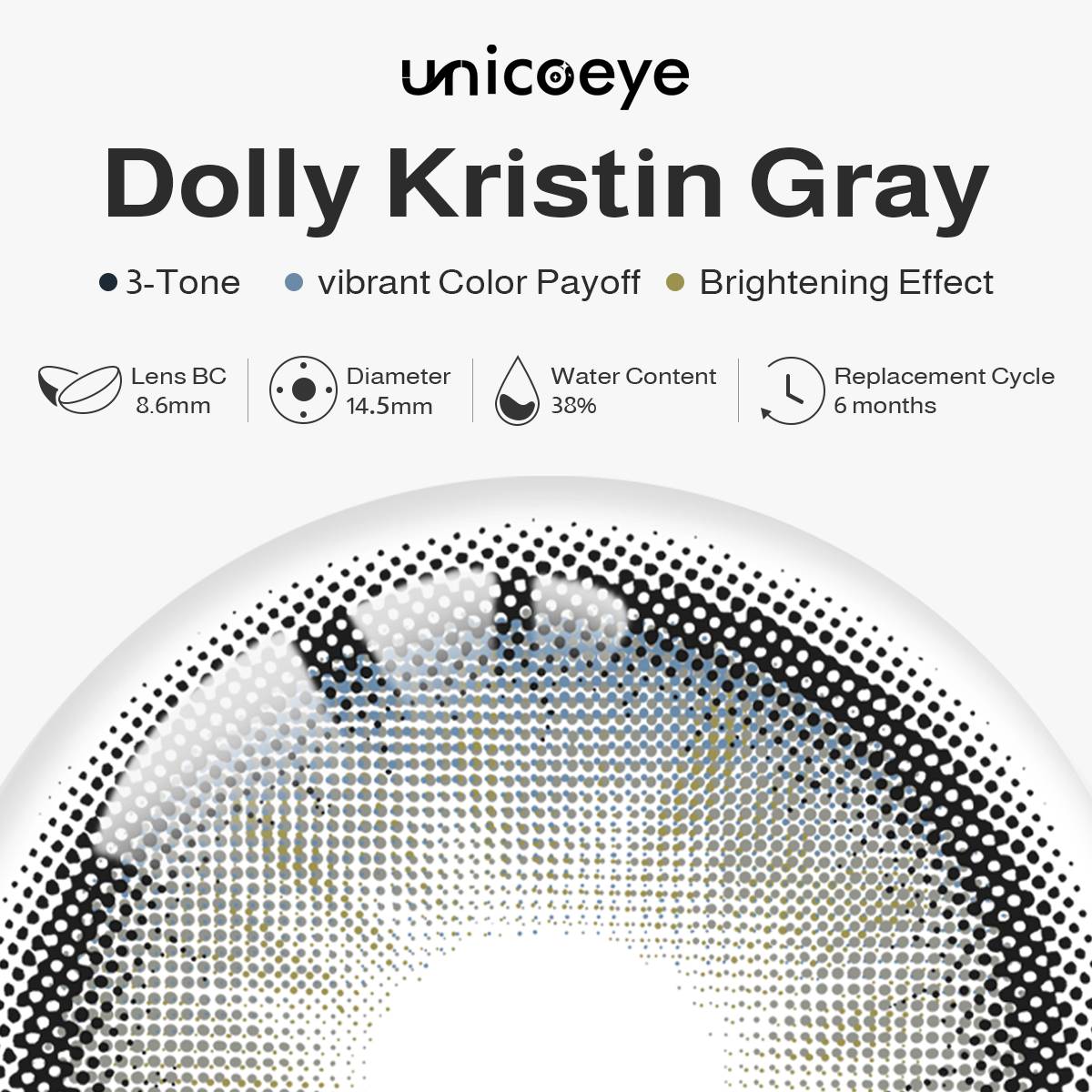 Dolly Kristin Gray 6 Months Contact Lenses | 2 Pcs