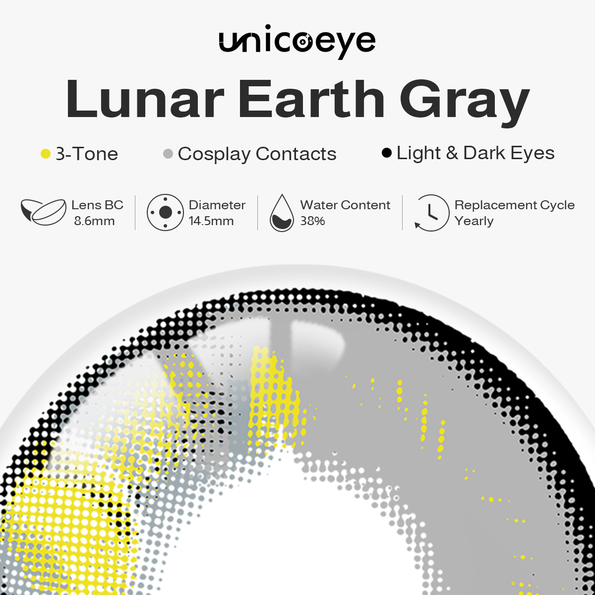 Lunar Earth Gray Costume Yearly Contact Lenses