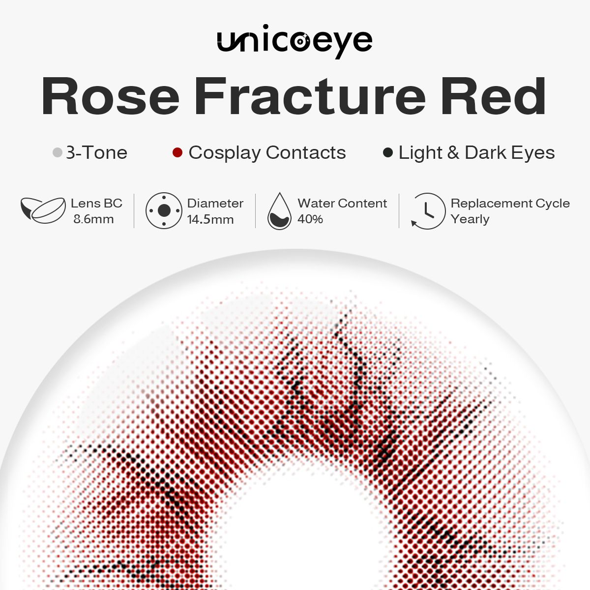 Rose Fracture Red Costume Yearly Contact Lenses | 2 Pcs