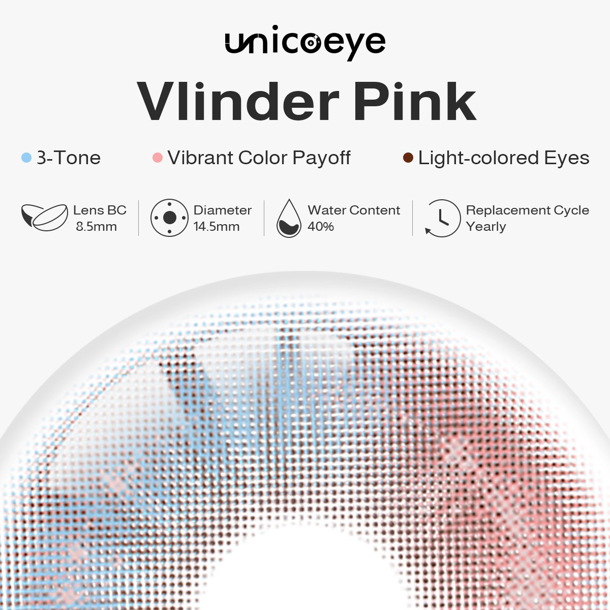 Vlinder Pink Prescription Yearly Contact Lenses | 2 Pcs