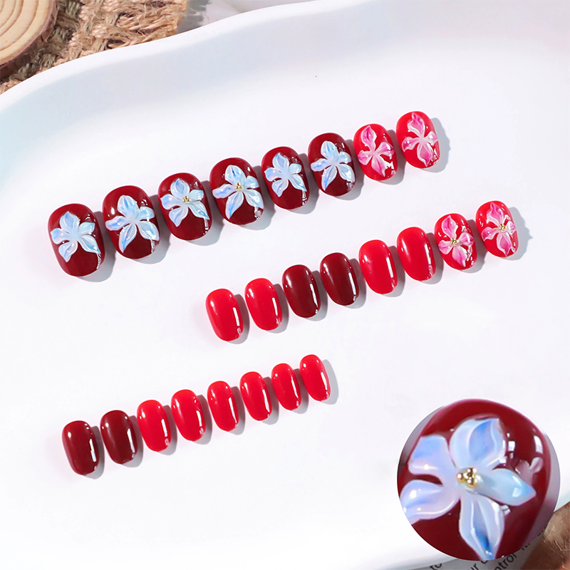 Ruby Petals Red Nails