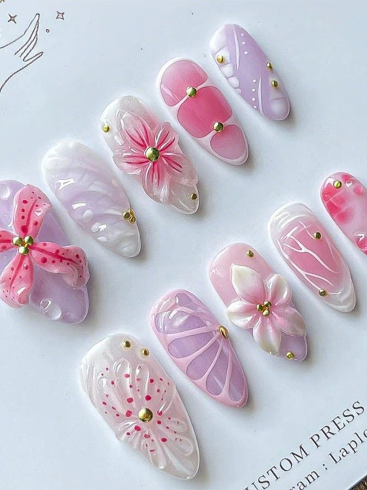 Floral Finesse Pink Nails