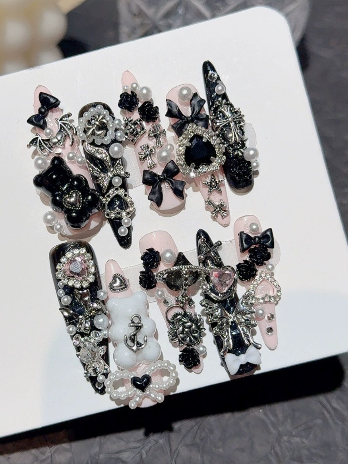 Silver Excess Black Nails