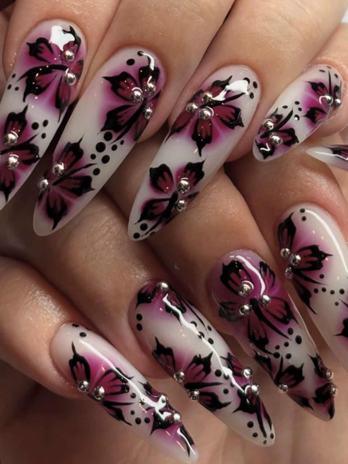 Floral Bliss Purple Nails