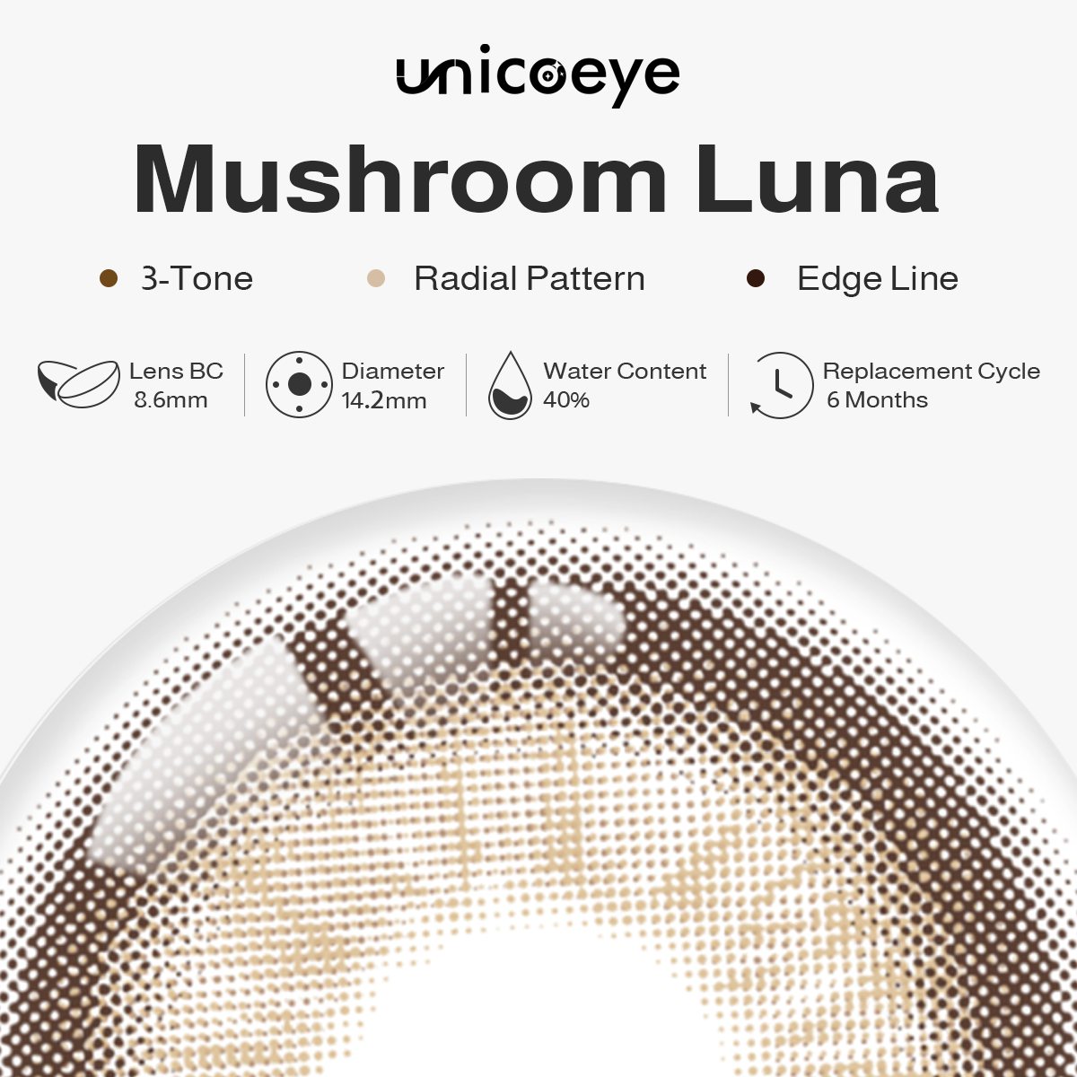 Mushroom Luna Light Brown 6 Months Contact Lenses | 2 Pcs