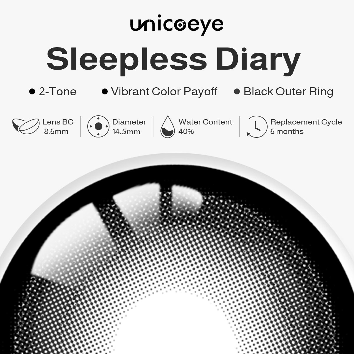 Sleepless Diary Black 6 Month Contact Lenses | 2 Pcs