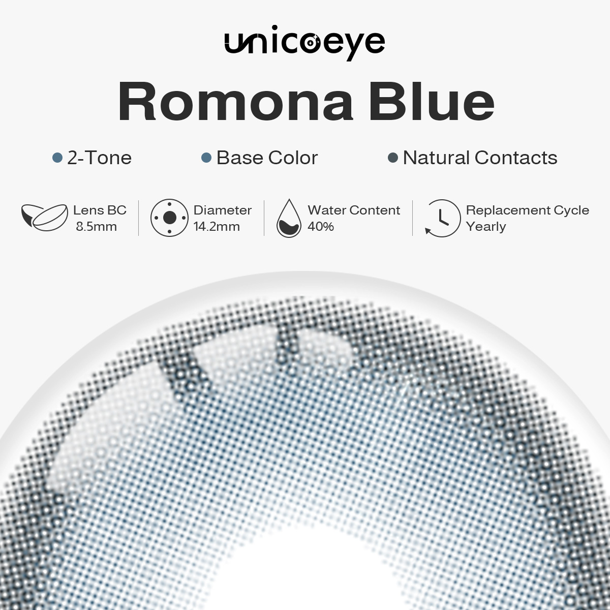 Romona Blue Yearly Contact Lenses | 2 Pcs