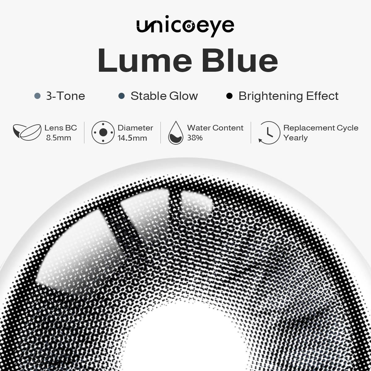 Lume Blue Prescription Yearly Contact Lenses | 2 Pcs