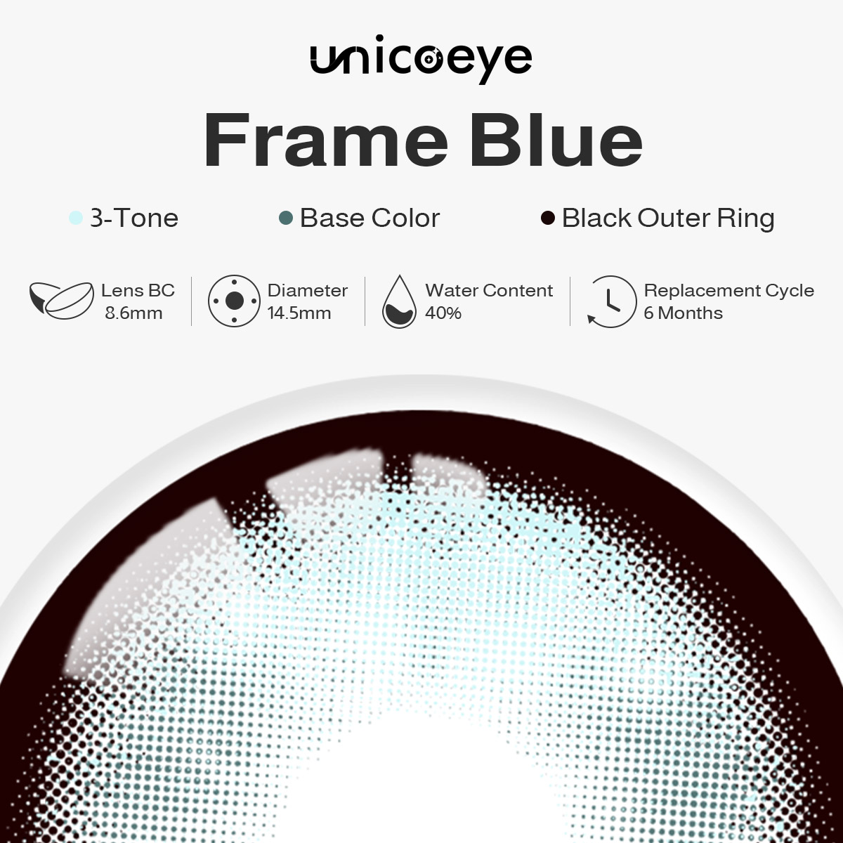 Frame Blue Prescription 6 Months Contact Lenses | 2pcs