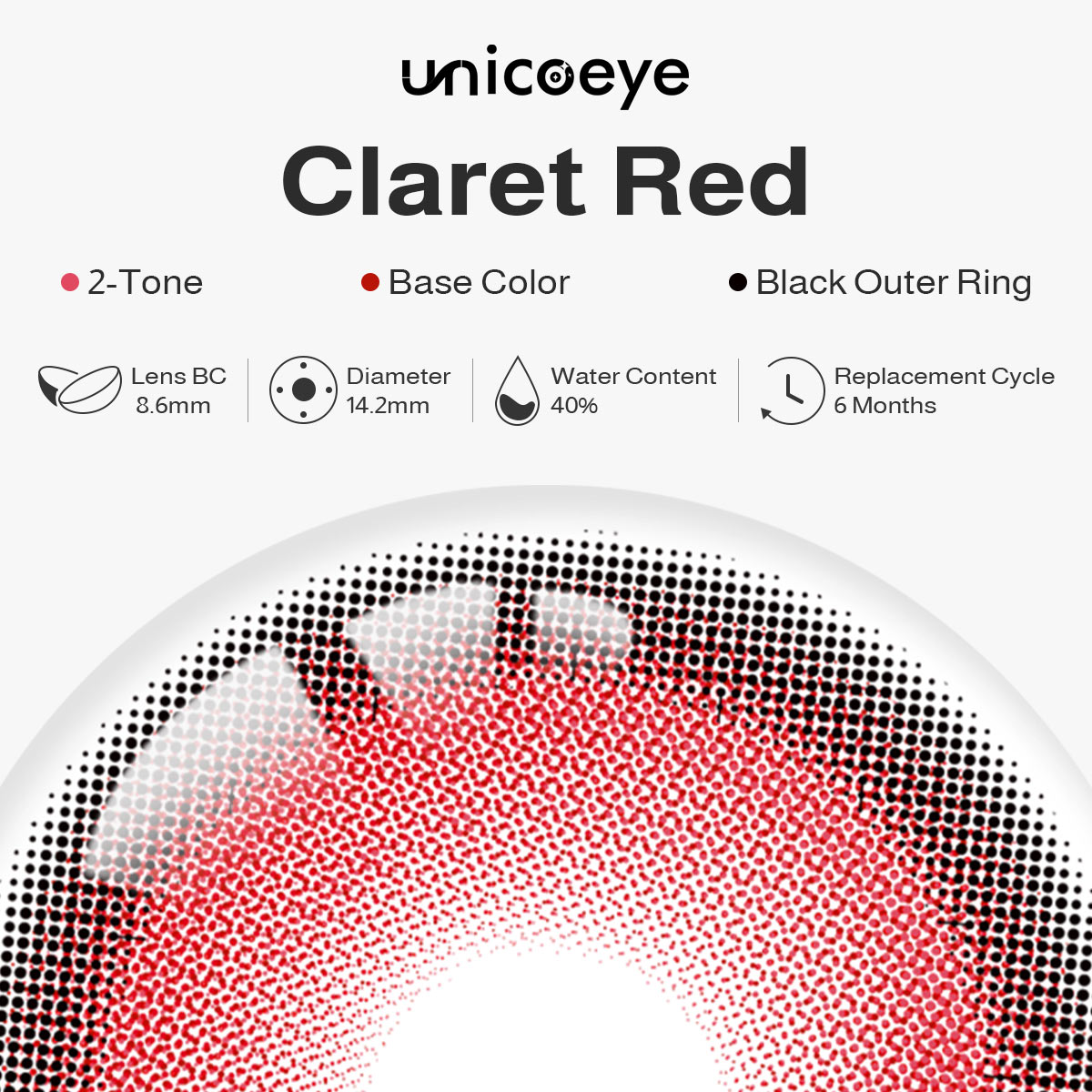 Claret Red Prescription 6 Months Contact Lenses | 2pcs