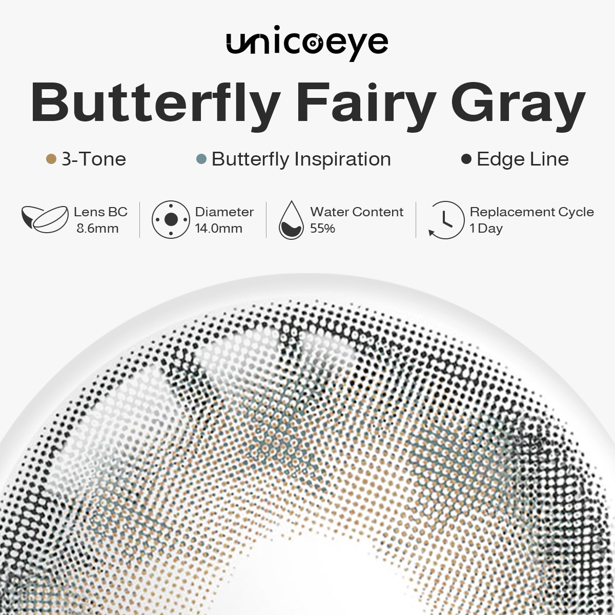 Butterfly Fairy Gray Daily Contact Lenses | 10 Pcs
