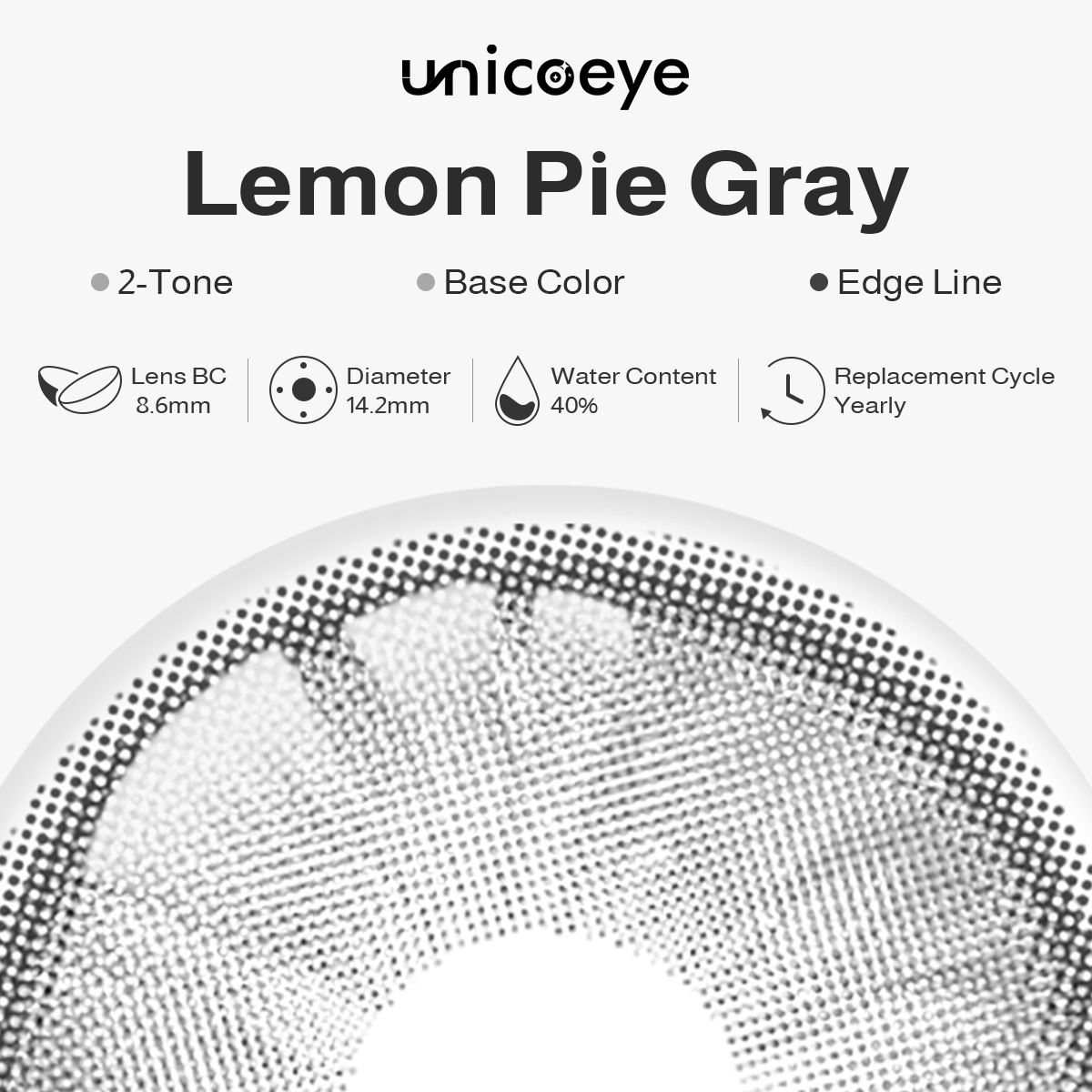 Lemon Pie Gray Prescription Yearly Contact Lenses