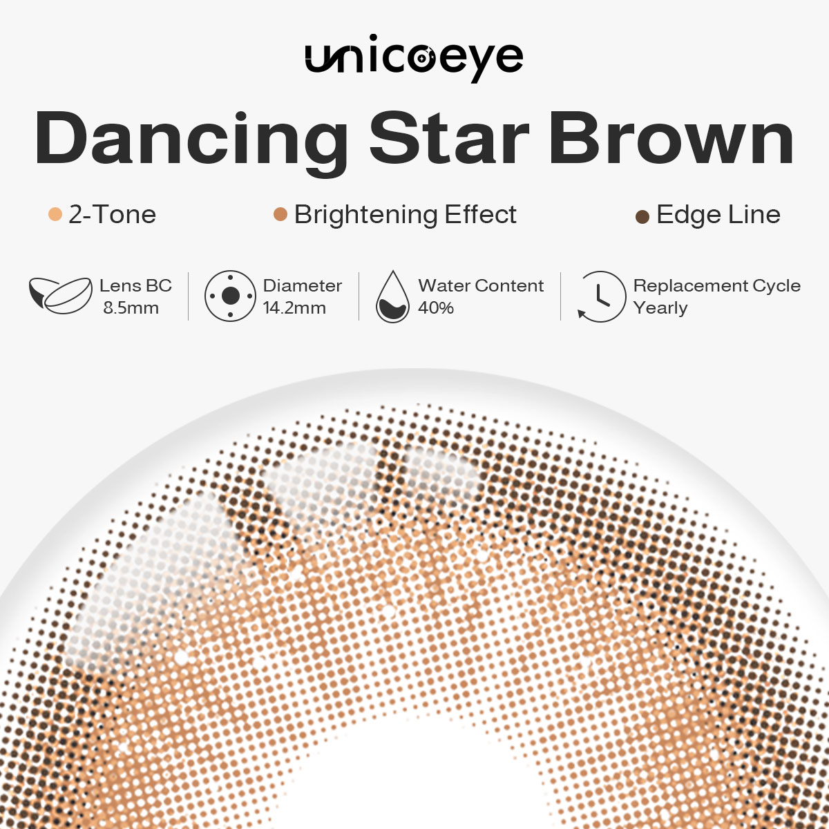 Dancing Star Brown Prescription Yearly Contact Lenses | 2 Pcs
