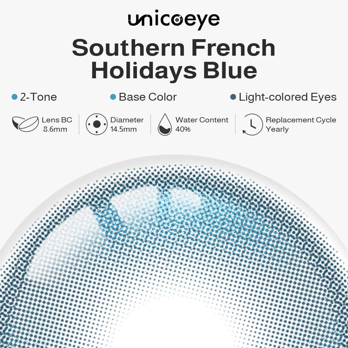 Southern French Holidays Blue Prescription Yearly Contact Lenses