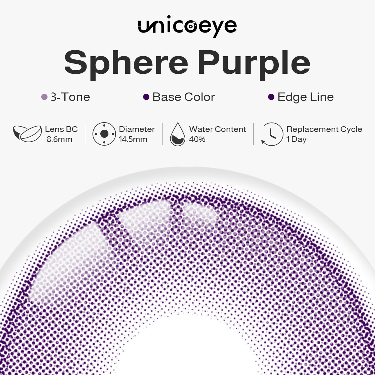 Sphere Purple Prescription Daily Contact Lenses | 2 Pcs