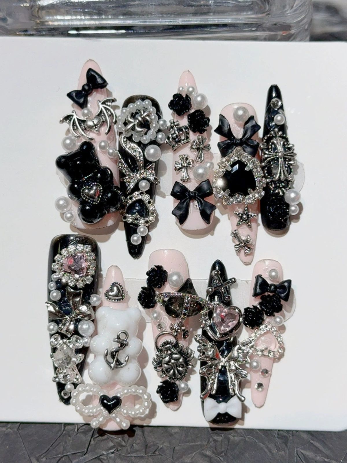 Silver Excess Black Nails