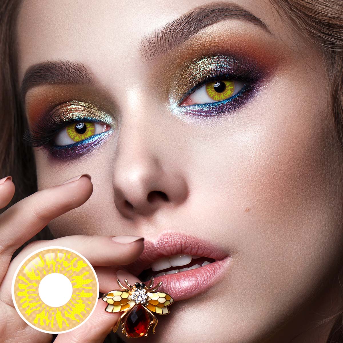 Crackle Yellow Costume Yearly Contact Lenses