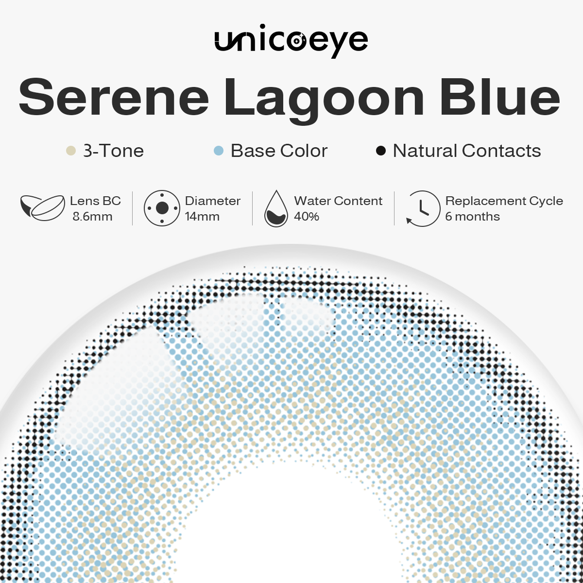 Serene Lagoon Blue 6 Month Contact Lenses | 2 Pcs