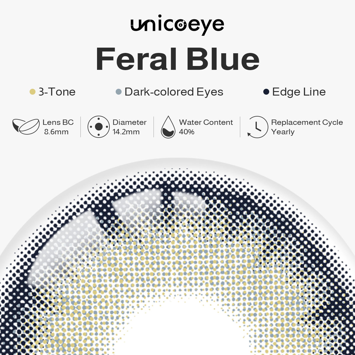 Feral Blue Yearly Contact Lenses