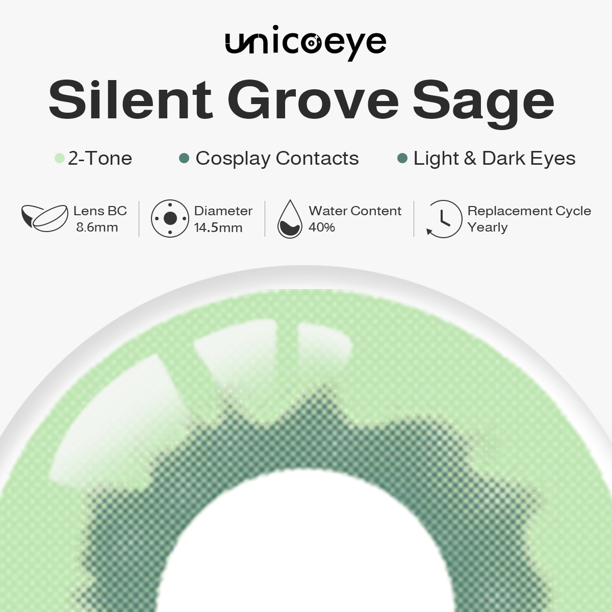 Silent Grove Sage Green Costume Yearly Contact Lenses | 2 Pcs