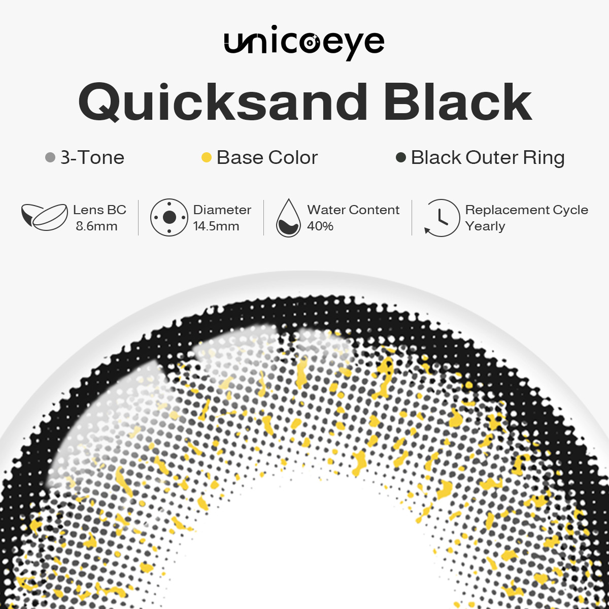 Quicksand Black Yearly Contact Lenses