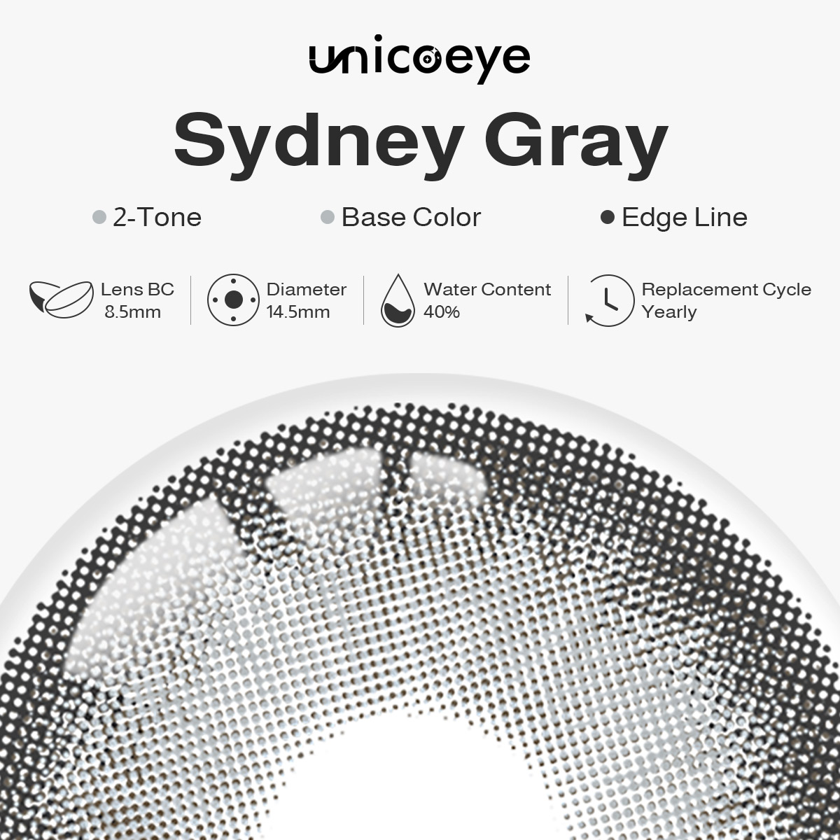 Sydney Gray Yearly Contact Lenses | 2 Pcs