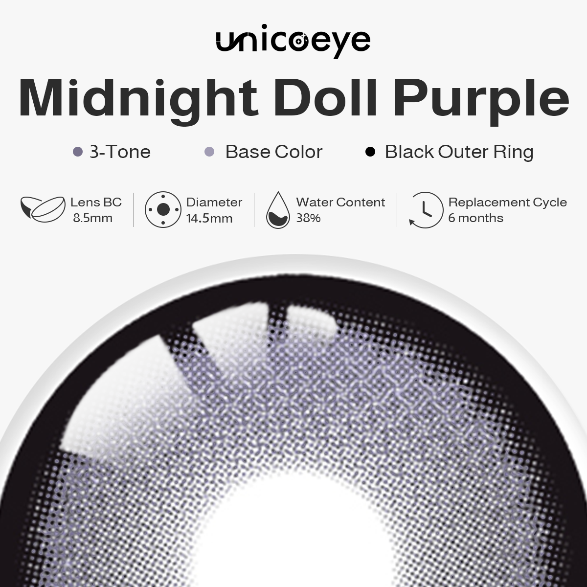 Midnight Doll Purple 6 Months Contact Lenses | 2 Pcs