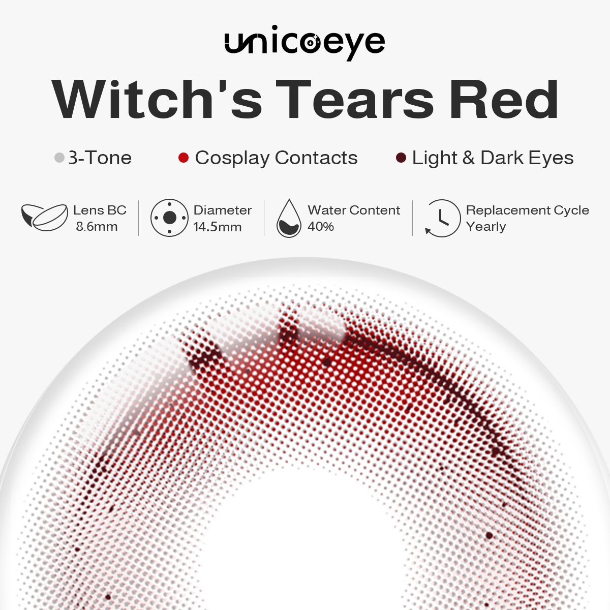 Witch's Tears Red Costume Yearly Contact Lenses | 2 Pcs