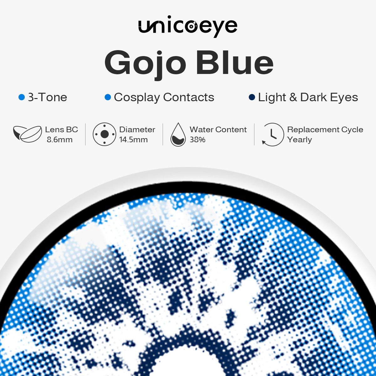 Gojo Blue Costume Yearly Contact Lenses