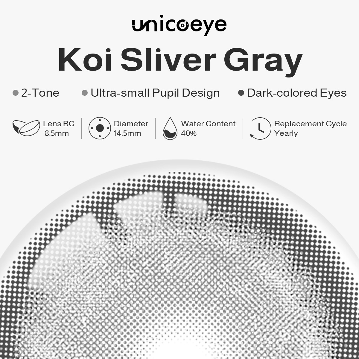Koi Sliver Gray Prescription Yearly Contact Lenses | 2 Pcs