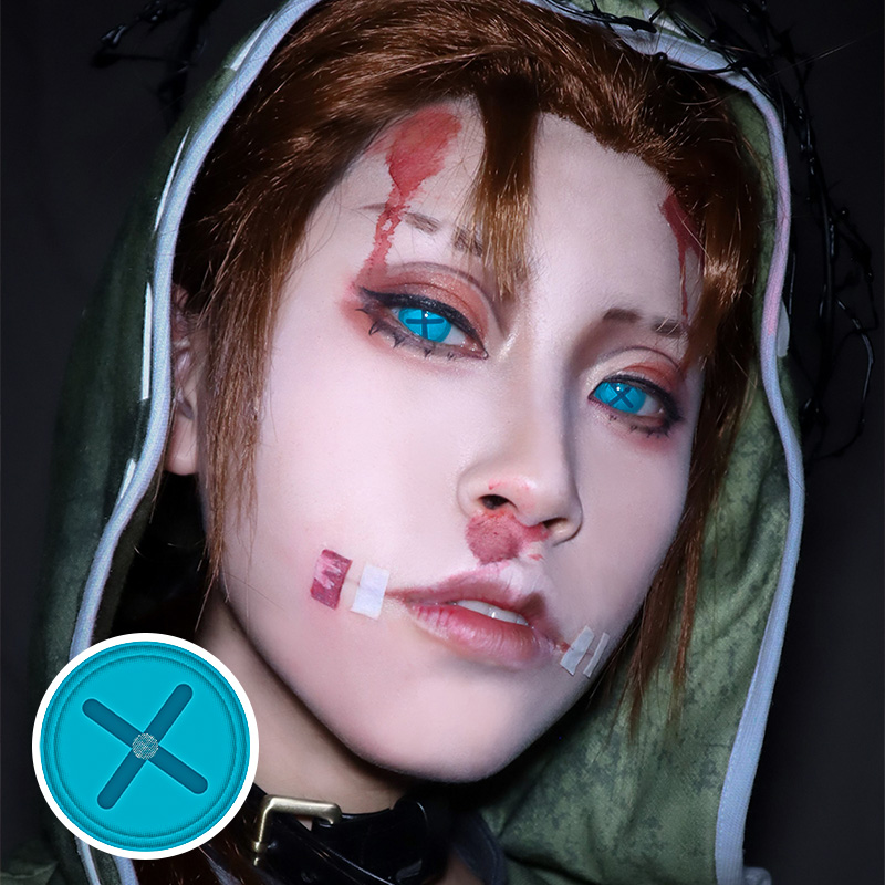 Button Eye Blue Costume Yearly Contact Lenses