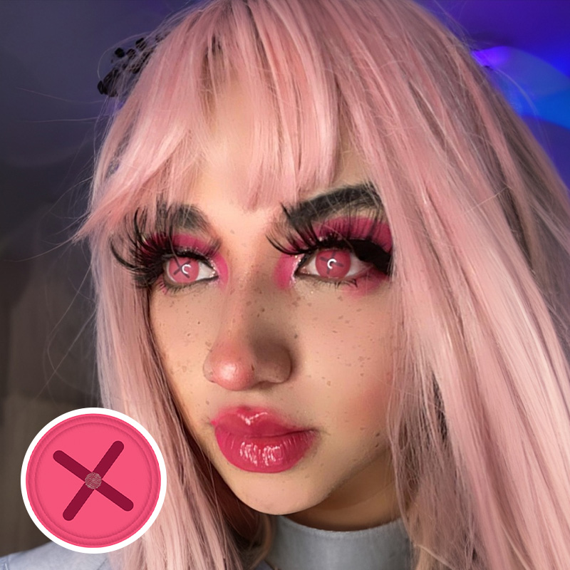 Button Eye Red Costume Yearly Contact Lenses