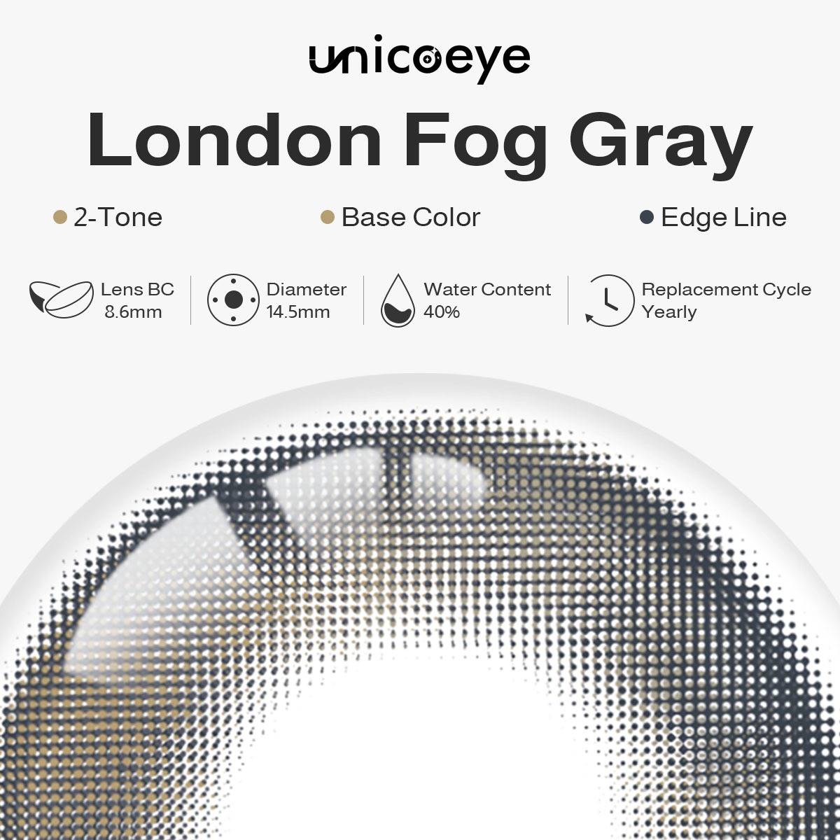 London Fog Gray Prescription Yearly Contact Lenses