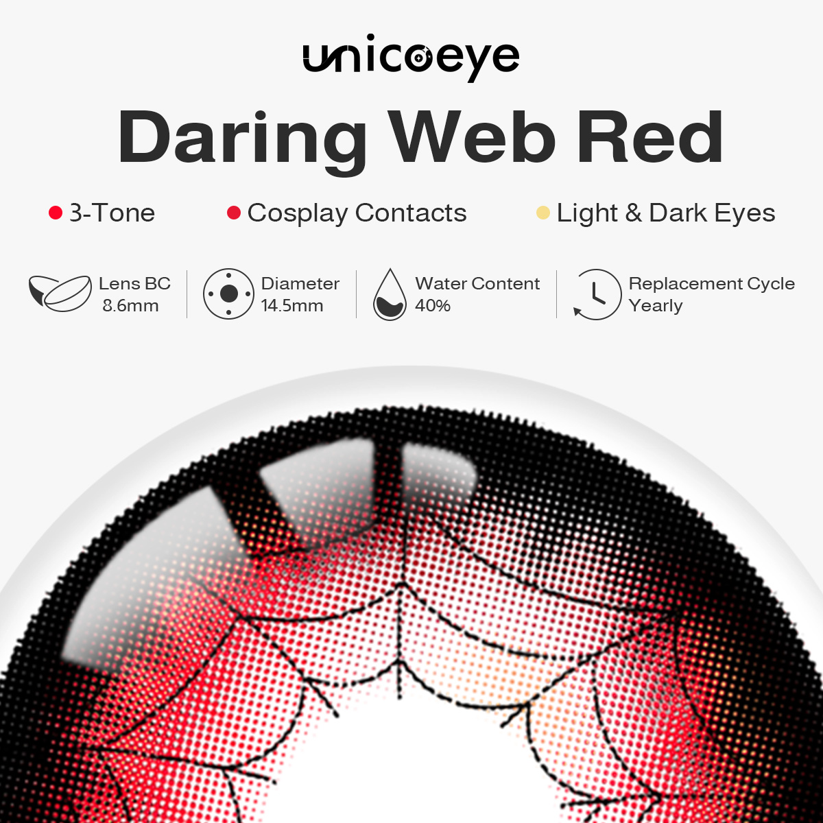 Daring Web Red Costume Yearly Contact Lenses