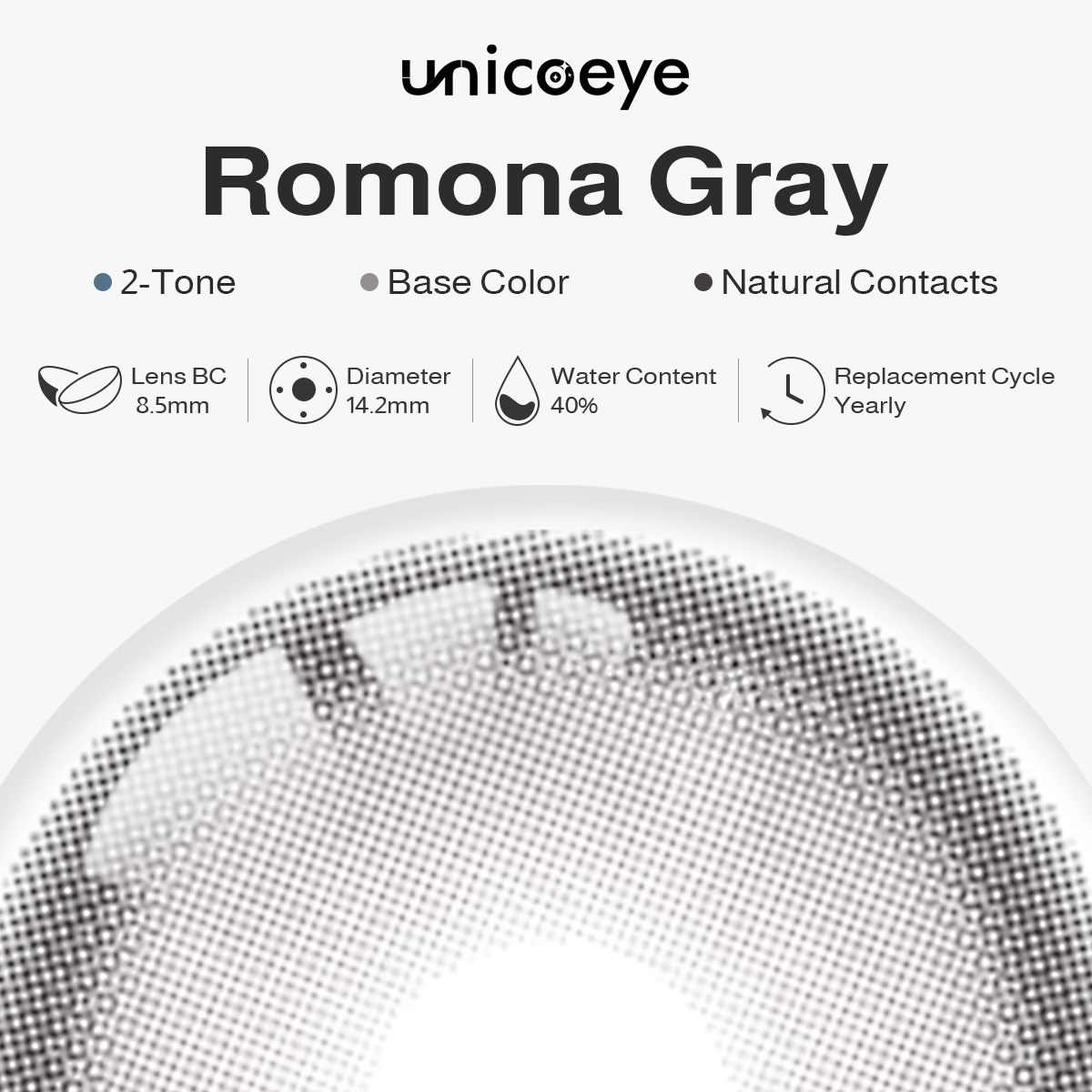 Romona Gray Yearly Contact Lenses | 2 Pcs