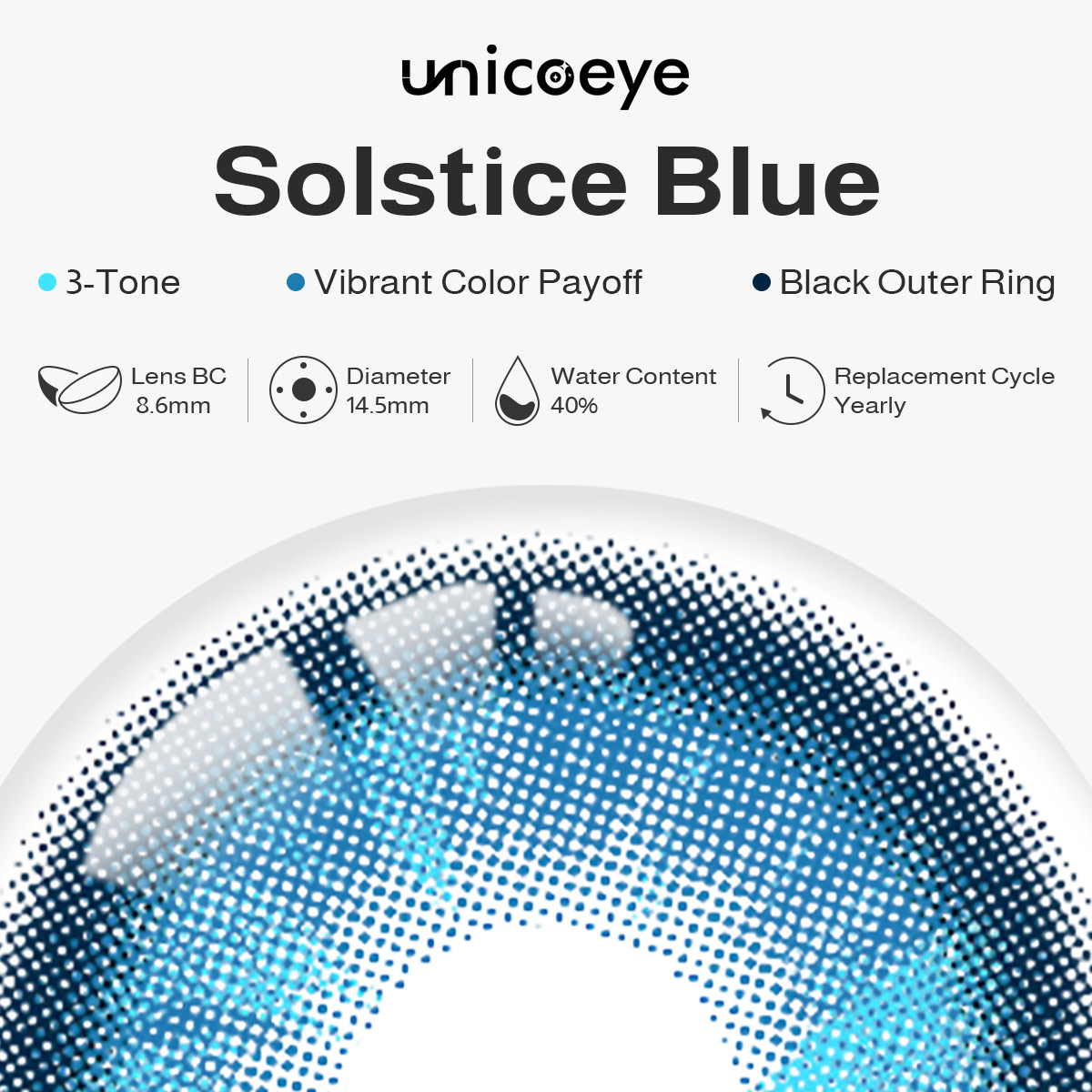 Solstice Blue Yearly Contact Lenses | 2 Pcs