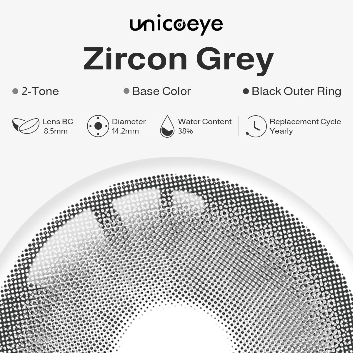 Zircon Gray Yearly Contact Lenses
