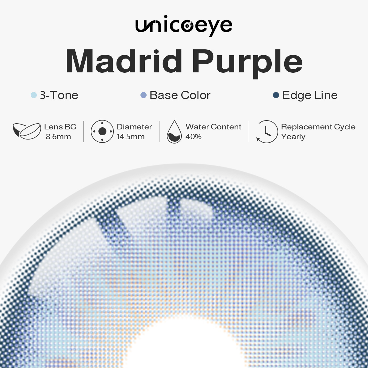 Madrid Purple Prescription Yearly Contact Lenses