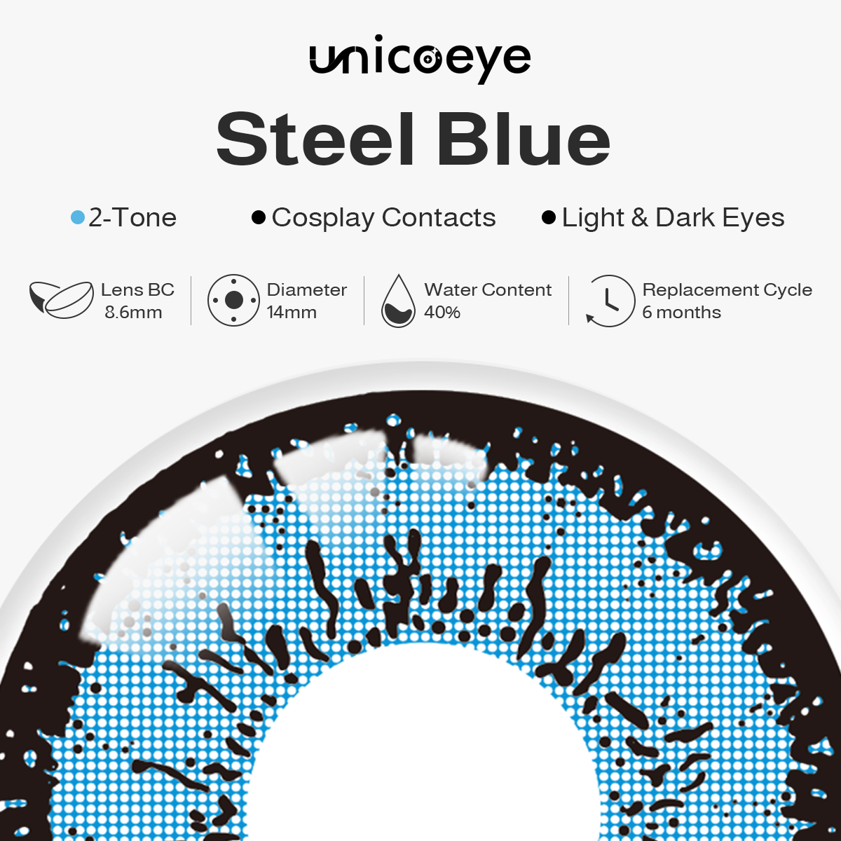 Steel Blue 6 Months Contact Lenses | 2 Pcs