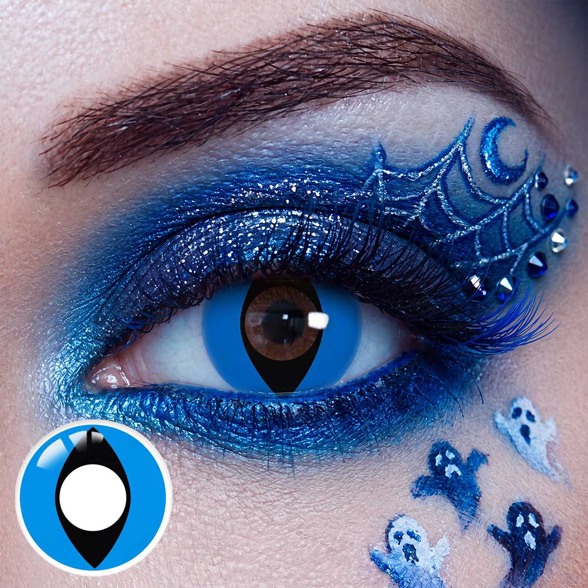 Cat Eye Blue Costume Yearly Contact Lenses | 2 Pcs
