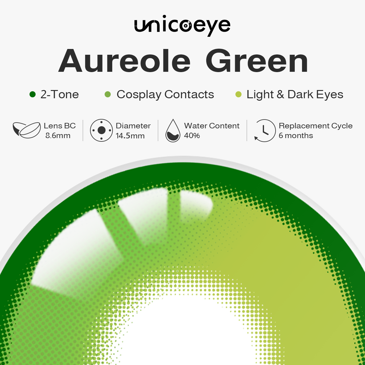 Aureole Green Prescription 6 Months Contact Lenses | 2 Pcs