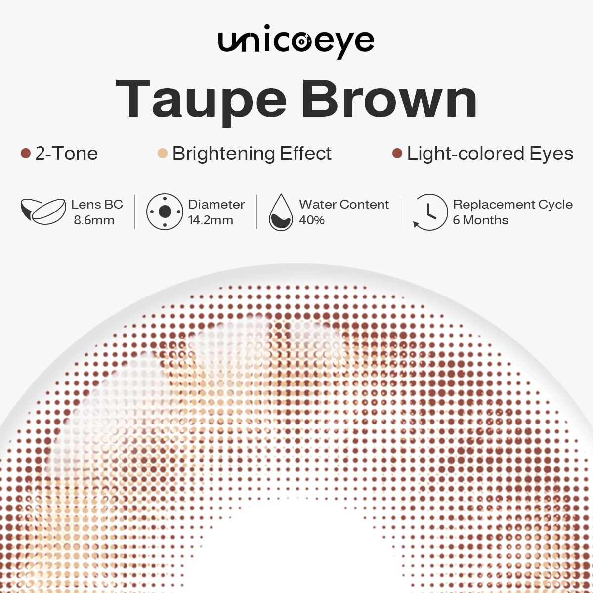 Taupe Brown Prescription 6 Months Contact Lenses | 2pcs